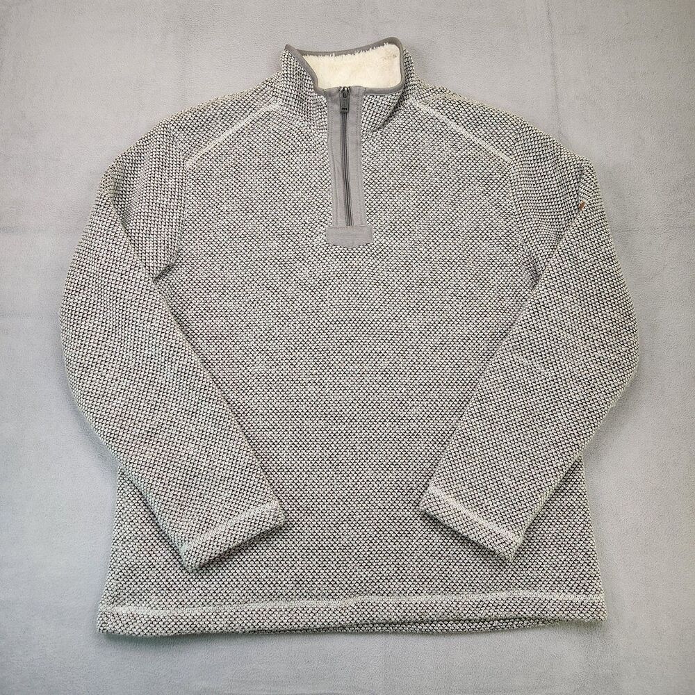 Orvis Brighton 1/4 Zip Sherpa Lined Sweater Men's Size L Gray Pullover Textured